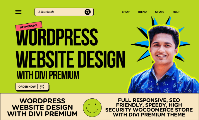 Gig Preview - Design or devolop a responsive wordpress website with divi theme, divi builder