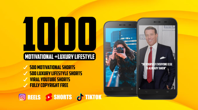 Gig Preview - Create 1000 motivational and luxury lifestyle shorts for youtube and s media