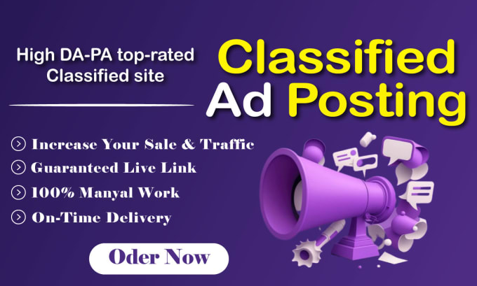 Gig Preview - Do classified ads posting in top classified ad posting sites