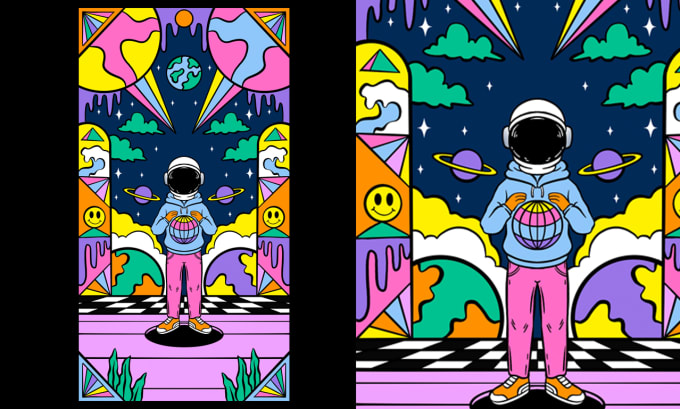 Gig Preview - Create colorful psychedelic and trippy style illustration