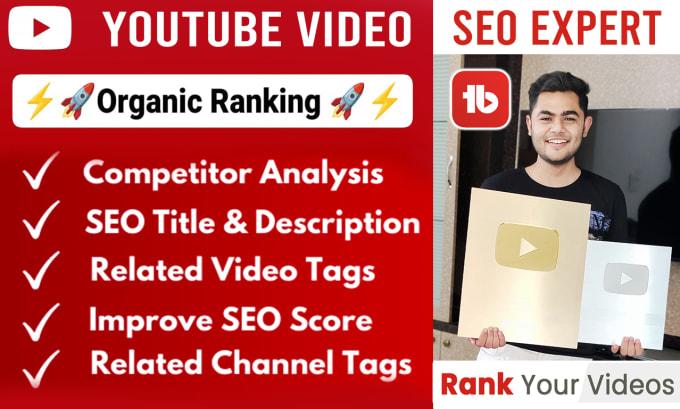 Gig Preview - Be your youtube video SEO expert for video ranking