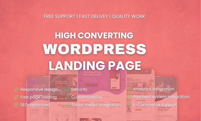 Gig Preview - Create a modern and effective landing page using wordpress