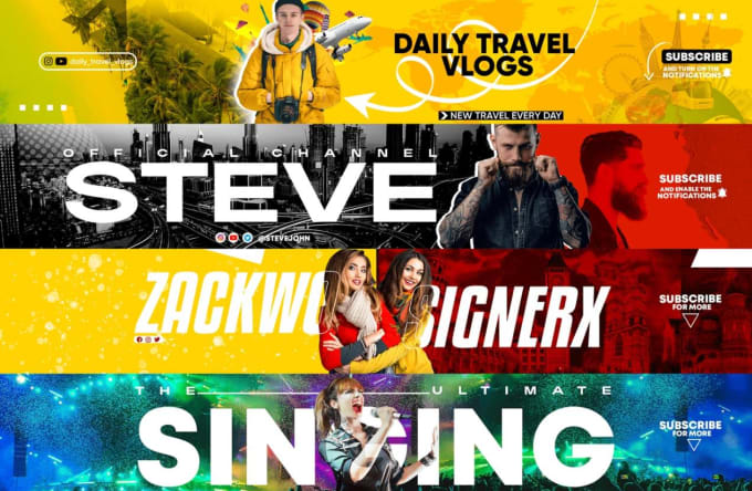 Gig Preview - Design a stunning and unique youtube banner and logo