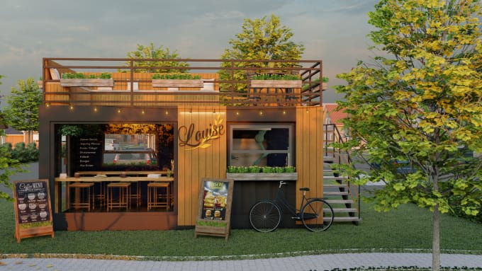 Gig Preview - 3d design your container coffee shop or restaurant