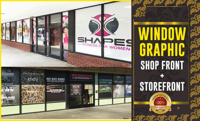 Gig Preview - Do shop front or storefront window graphics, window sticker, signage, decal