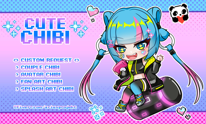 Gig Preview - Draw kawaii cute chibi character of your oc, vtuber, and avatar in anime style