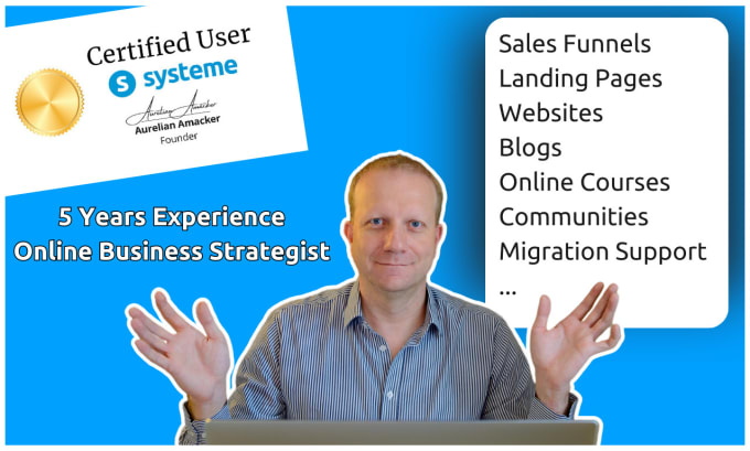 Gig Preview - Expertly build your systeme io sales funnel, landing page, website, blog