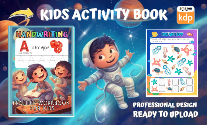 Gig Preview - Design kids activity book, coloring, handwriting workbook for amazon KDP