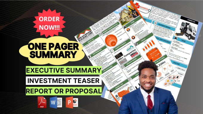 Gig Preview - Design a one pager, executive summary, report, or teaser