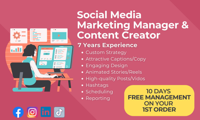 Gig Preview - Be your social media marketing manager and content creator