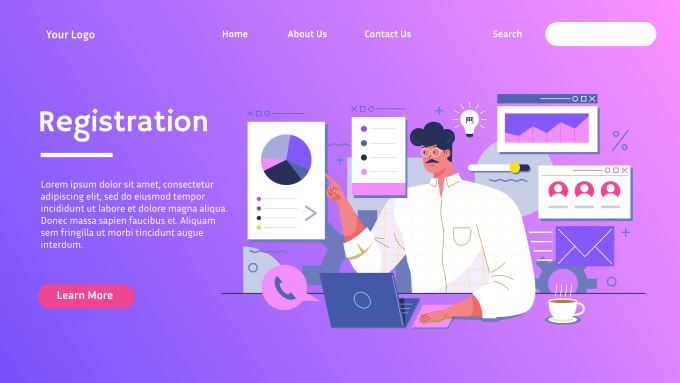 Gig Preview - Create landing page in figma with flat illustration