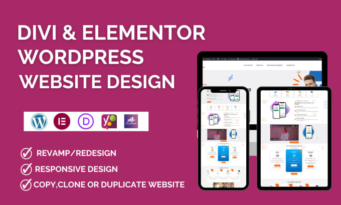 Gig Preview - Design a premium wordpress website with the divi theme or elementor pro