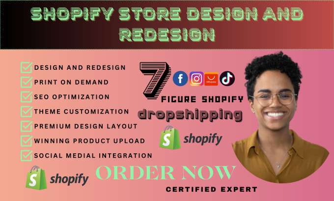 Gig Preview - Shopify website redesign, shopify store design, design shopify website redesign