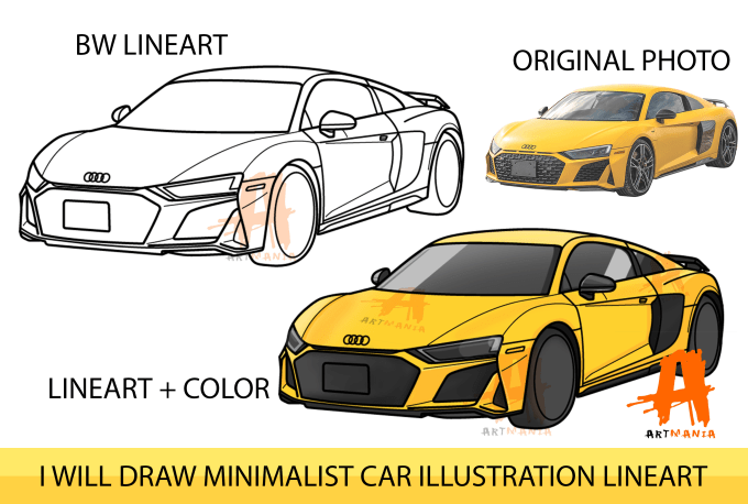 Gig Preview - Draw minimalist car illustration lineart