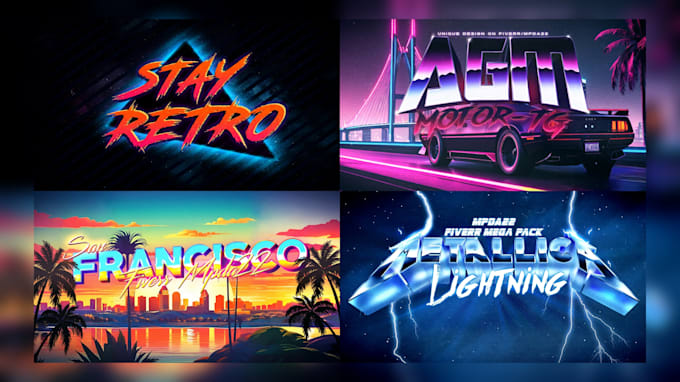 Gig Preview - Create a 3d logo design in synthwave 80s retro style