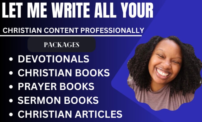 Gig Preview - Serve as your go to christian ghostwriter for sermons, ebooks, memoirs, and book