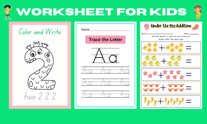 Gig Preview - Kindergarten math worksheets, coloring book pages, handwriting books for kids