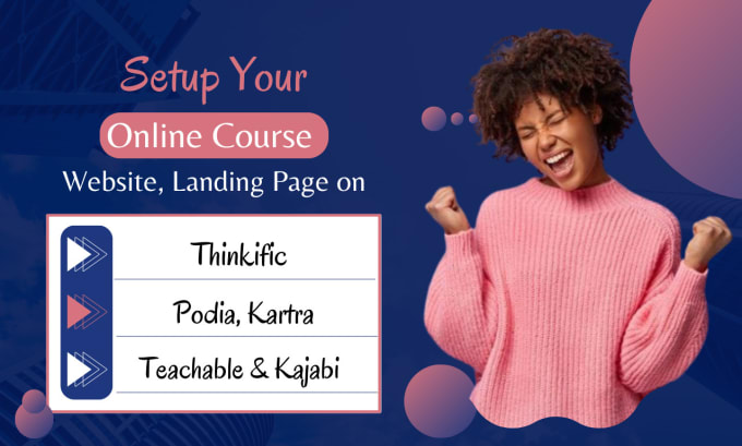 Gig Preview - Setup podia thinkific teachable podia kartra online course website thinkific