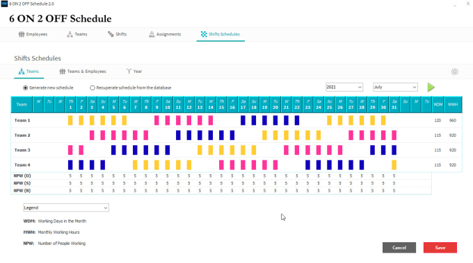 Gig Preview - Create a 6 on 2 off shift schedule software