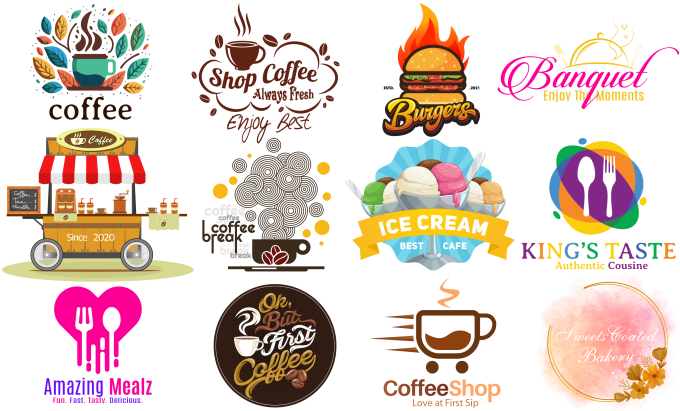 Gig Preview - Do bakery, restaurant, fast food truck , coffee or watercolor logo for business