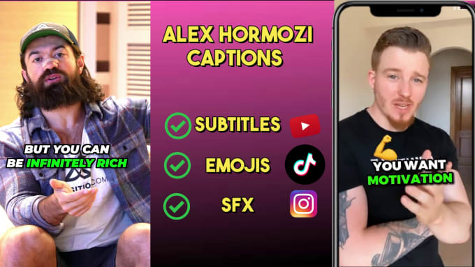 Gig Preview - Edit youtube shorts, tiktok, reels with captions and subtitles like alex hormozi