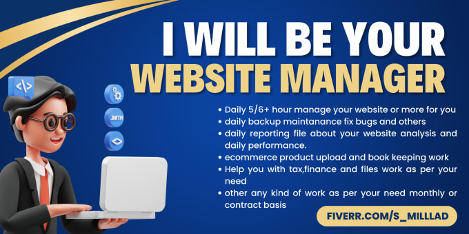 Gig Preview - Be your website maintenance manager manage your website