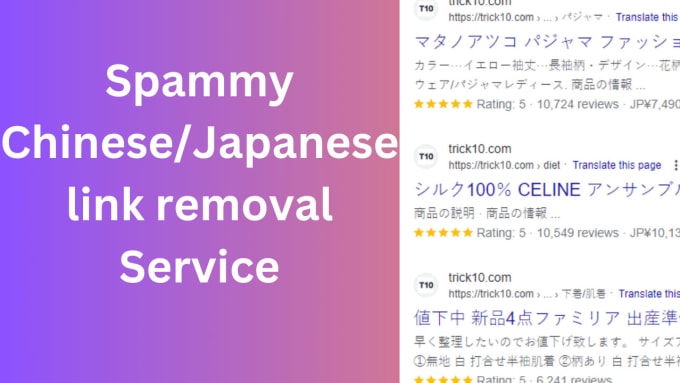 Gig Preview - Remove japanese chinese spammy links from search result