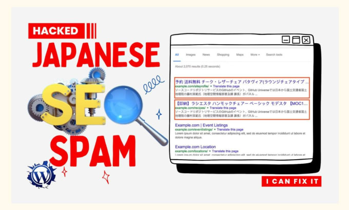 Gig Preview - Clean redirection of japanese SEO spam URL, clean malware, fix hacked site