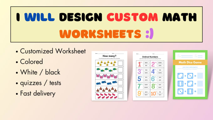 Gig Preview - Create custom high quality mathematics worksheets