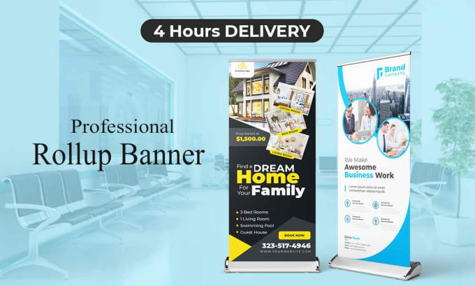 Gig Preview - Design roll up, retractable, pull up banner ,trade show banner for your event