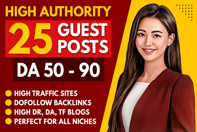 Gig Preview - Publish high da guest post with SEO dofollow backlinks for google ranking