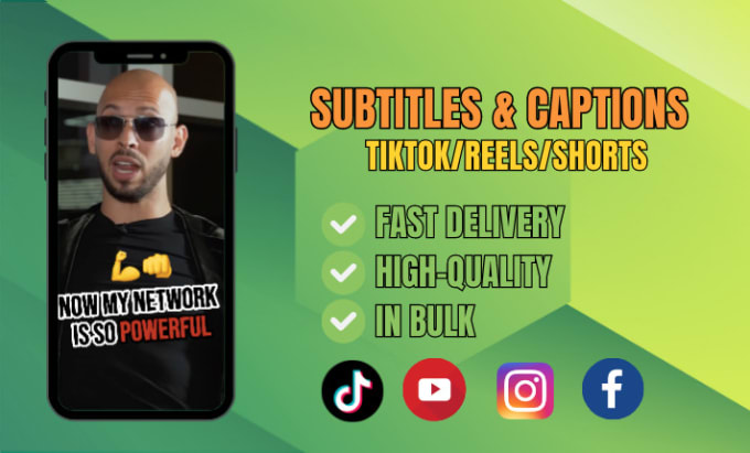 Gig Preview - Add captions to your tiktoks, reels, and shorts