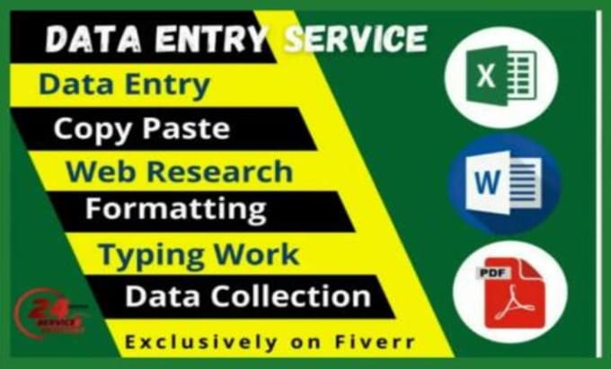 Gig Preview - Do data entry work ms excel , PDF to word , typing work