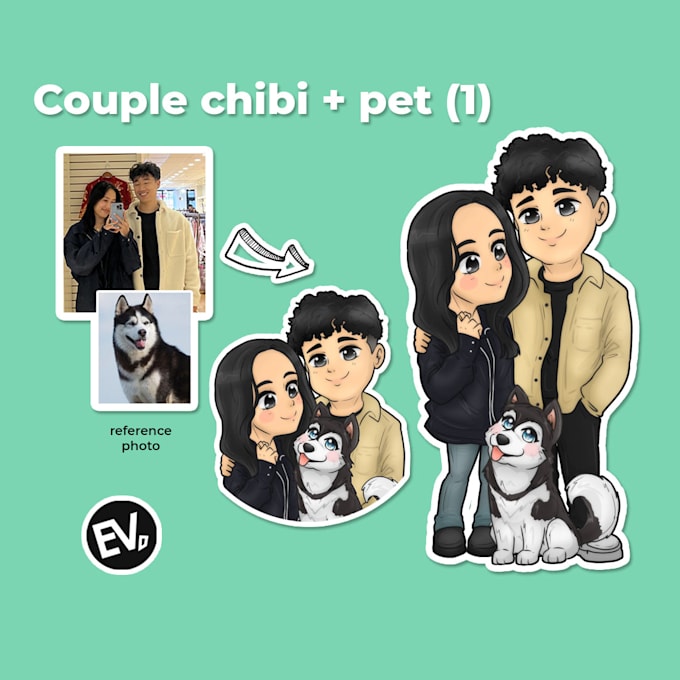 Gig Preview - Draw you and your pet into anime chibi cartoon character