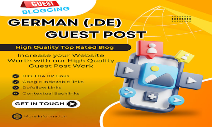 Gig Preview - Create german guest post backlinks on 50 da sites