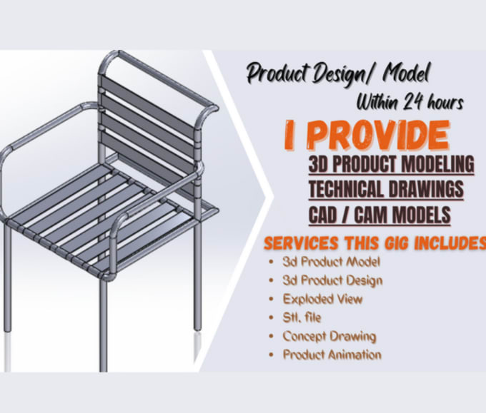 Gig Preview - Create a mechanical 3d model design using solidworks