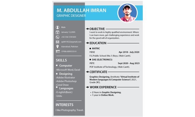 Gig Preview - Do simple resume design, CV design