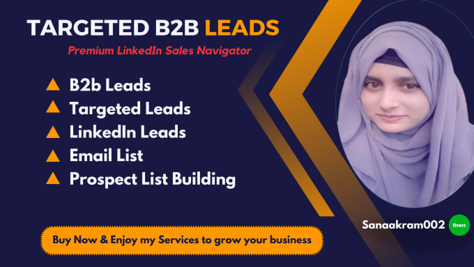 Gig Preview - Do targeted b2b leads, prospect list  by using premium linkedin sales navigator