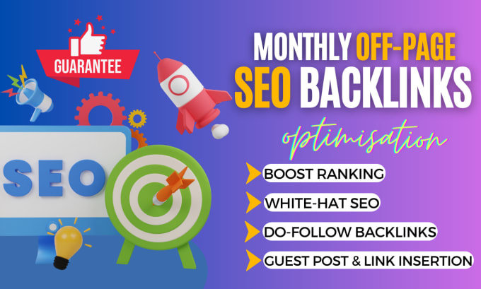 Gig Preview - Do monthly off page SEO service via high authority do follow backlinks