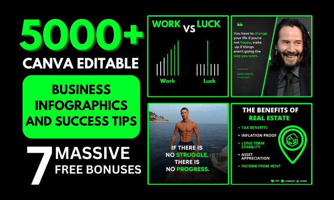 Gig Preview - Create 5000 business infographics quotes and success tips for instagram