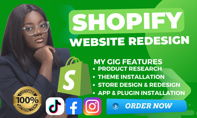 Gig Preview - Do shopify website redesign shopify redesign shopify store redesign shopify