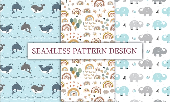 Gig Preview - Create cute seamless patterns for kids, baby products