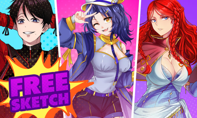 Gig Preview - Design your character anime fan art illustration for your oc and vtuber model