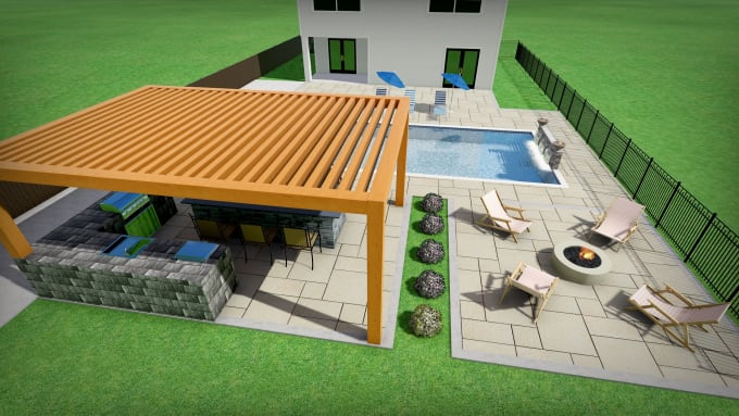 Gig Preview - Design landscape garden site plan, backyard pool, firepit