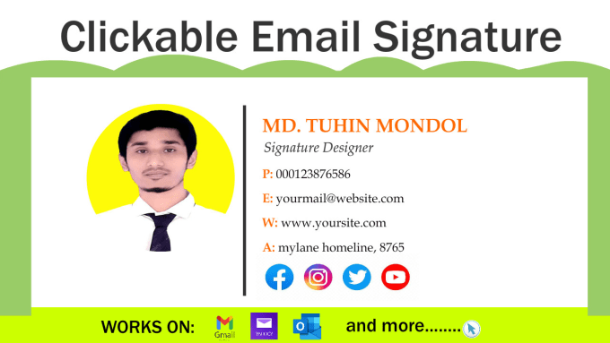 Gig Preview - Design a clickable HTML email signature thank you card