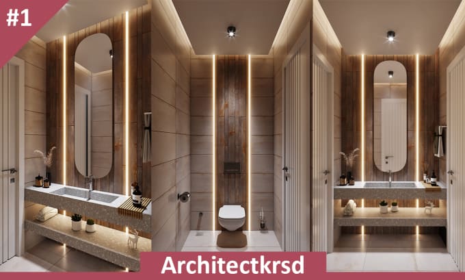 Gig Preview - 3d bathroom interior design modelling and rendering