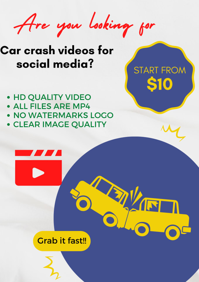 Gig Preview - Provide 45 short car crash videos for social media