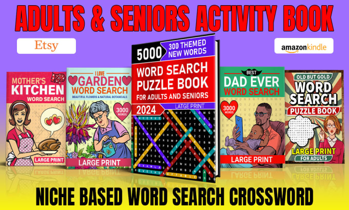 Gig Preview - Niche based word search crossword cryptogram sudoku mazes puzzle activity book