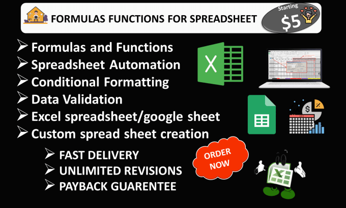 Gig Preview - Create excel spreadsheet charts graphs formulas dashboards and pivot