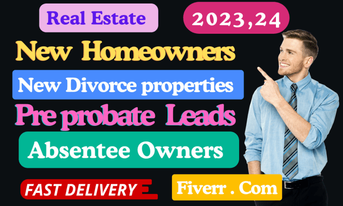 Gig Preview - Do new homeowner and divorce leads pre probate absentee owner bulk skip tracing